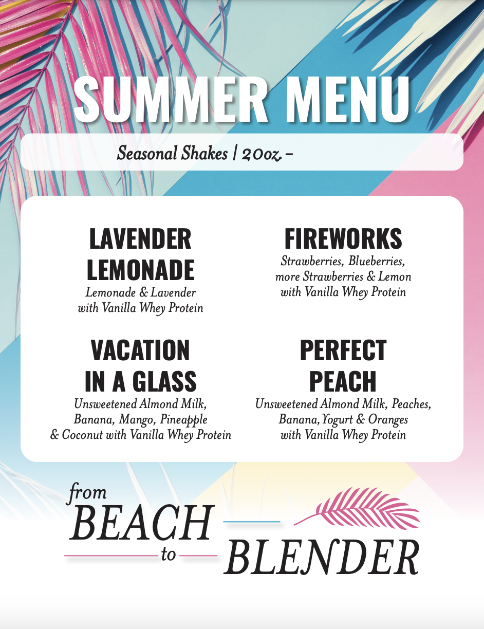 Summer Seasonal Shake Menu